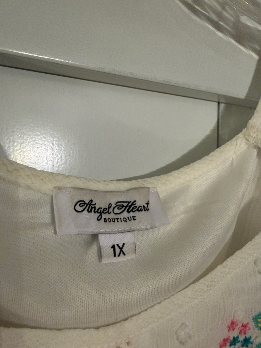 Embroidered Floral Peasant Top - White - Picture 2 of 2